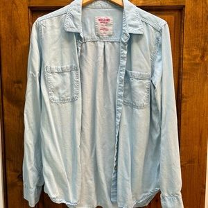 Boyfriend fit long sleeved button up shirt, size medium